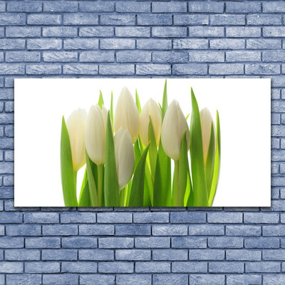 Glass Print Tulips floral white green