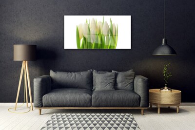 Glass Print Tulips floral white green