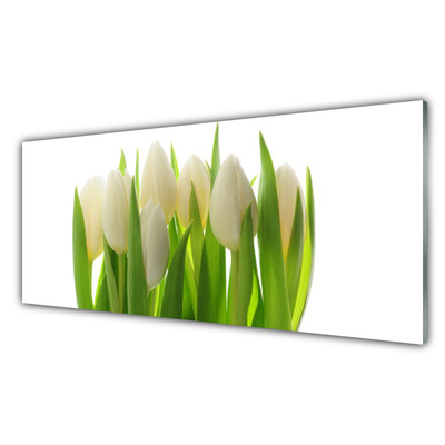 Glass Print Tulips floral white green