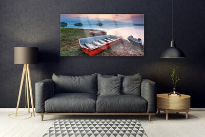 Glass Print Boat landscape brown white