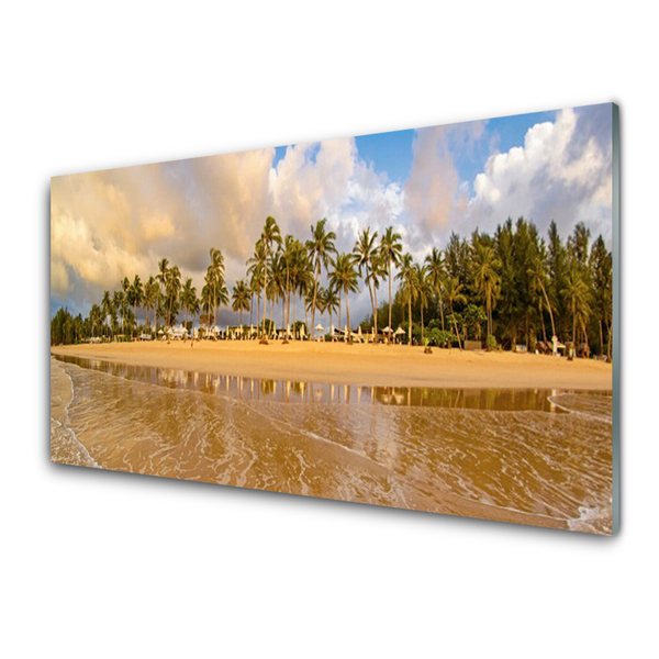 Glass Print Beach landscape yellow green