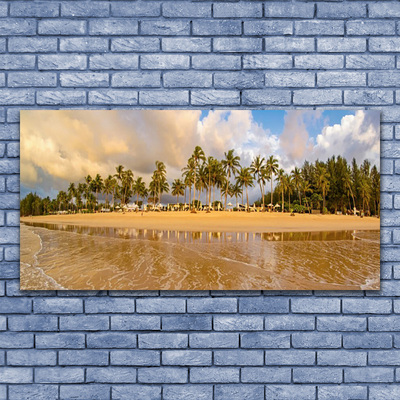 Glass Print Beach landscape yellow green