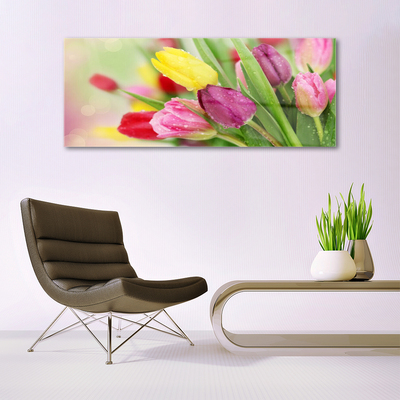 Glass Print Tulips floral green red