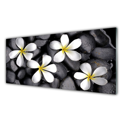 Glass Print Flowers floral white