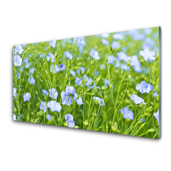 Glass Print Flowers grass nature purple green