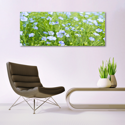 Glass Print Flowers grass nature purple green