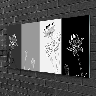Glass Print Abstract art grey white black
