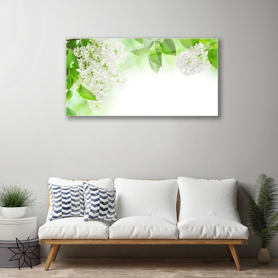 Glass Print Petals floral white green