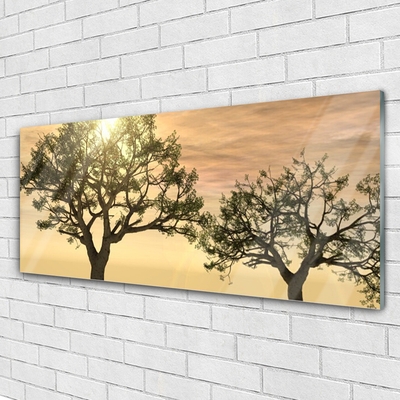 Glass Print Trees nature brown green