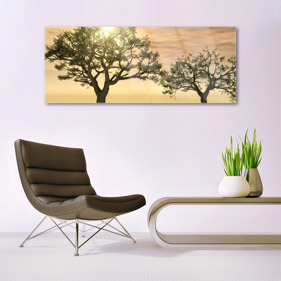 Glass Print Trees nature brown green
