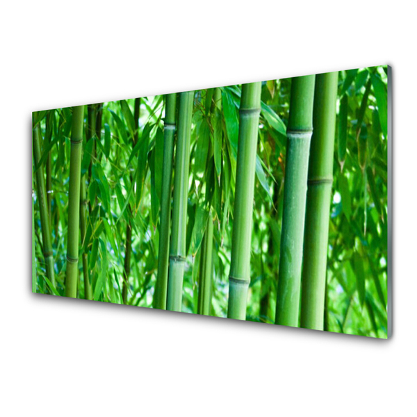 Glass Print Bamboo stalk floral green