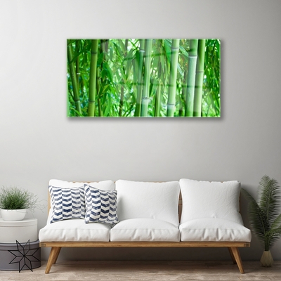 Glass Print Bamboo stalk floral green