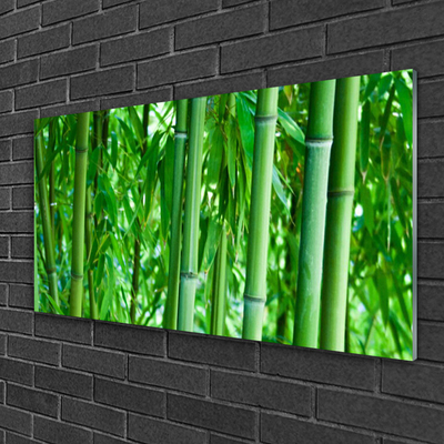 Glass Print Bamboo stalk floral green