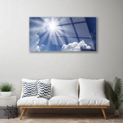 Glass Print Sun landscape blue white
