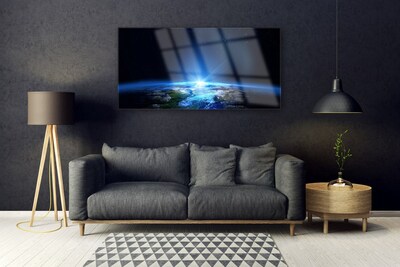 Glass Print Abstract universe blue black