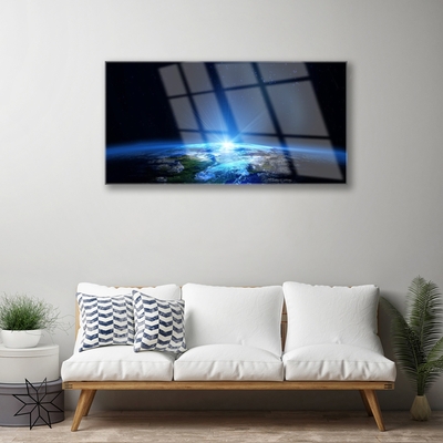 Glass Print Abstract universe blue black