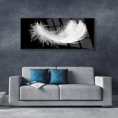 Glass Print Feather art white