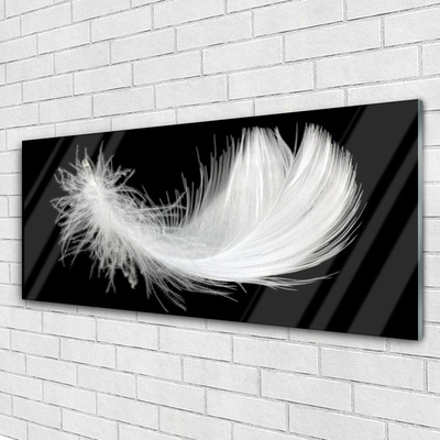 Glass Print Feather art white