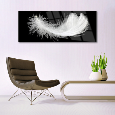 Glass Print Feather art white