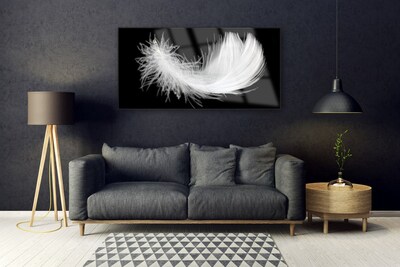 Glass Print Feather art white