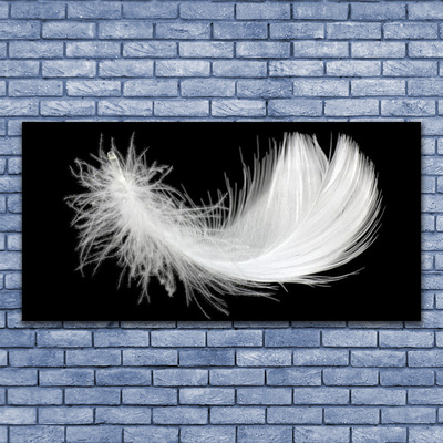 Glass Print Feather art white