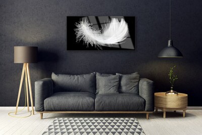 Glass Print Feather art white