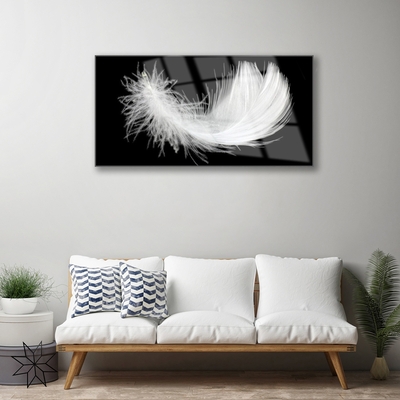 Glass Print Feather art white