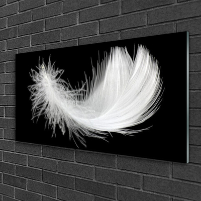 Glass Print Feather art white