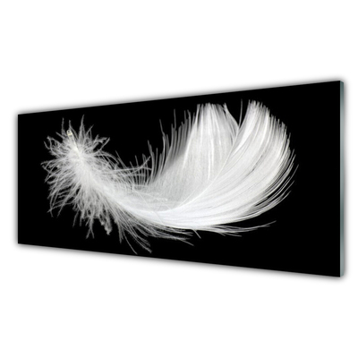 Glass Print Feather art white