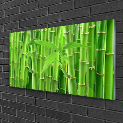 Glass Print Bamboo stalk floral green