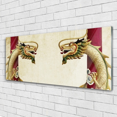 Glass Print Dragon art green red