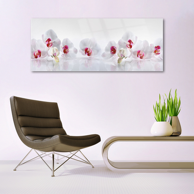 Glass Print Flowers floral white red