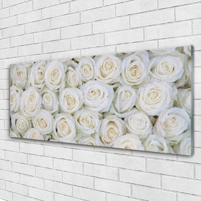 Glass Print Roses floral white