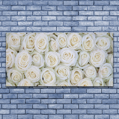 Glass Print Roses floral white