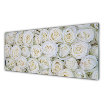 Glass Print Roses floral white