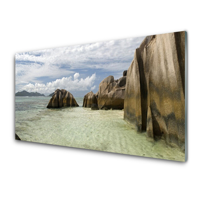 Glass Print Rock landscape grey