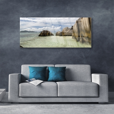 Glass Print Rock landscape grey