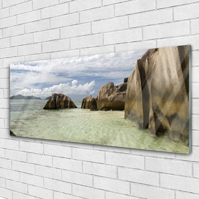 Glass Print Rock landscape grey