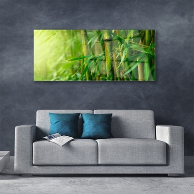 Glass Print Bamboo stalks floral green