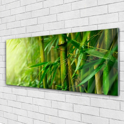 Glass Print Bamboo stalks floral green