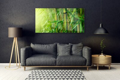 Glass Print Bamboo stalks floral green