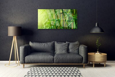 Glass Print Bamboo stalks floral green