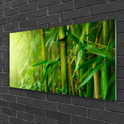 Glass Print Bamboo stalks floral green