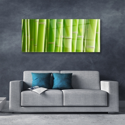 Glass Print Bamboo stalks floral green