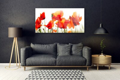 Glass Print Poppies floral red yellow