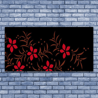 Glass Print Flowers art red yellow