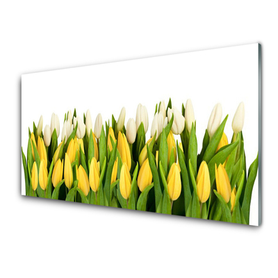 Glass Print Tulips floral yellow green