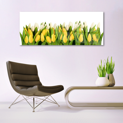 Glass Print Tulips floral yellow green