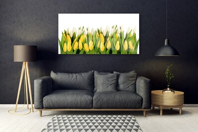 Glass Print Tulips floral yellow green