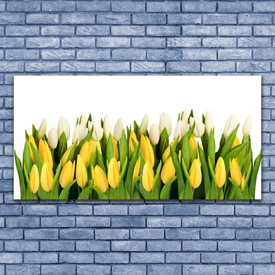 Glass Print Tulips floral yellow green